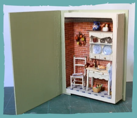 Miniature scene inside a "book"